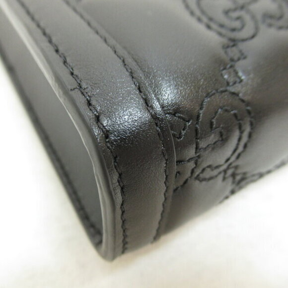 Gucci GG Matelasse Handle Shoulder Bag Leather Black - Picture 6 of 7